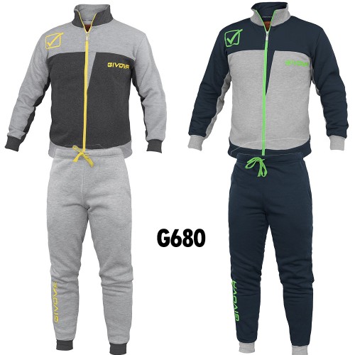 Tuta Homewear Uomo Givova Cotone Felpato Full Zip Varie Taglie Art. G680